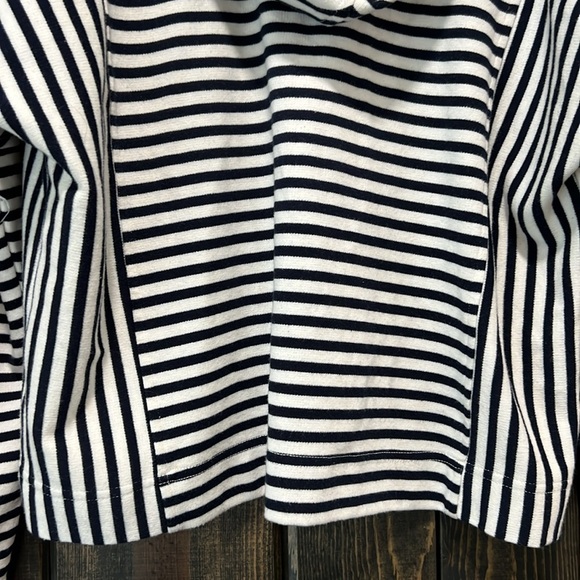 Jane & Delancey Striped Hoodie L Nautical Sweater Casual All Seasons Boho Crop - Picture 7 of 9